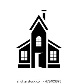 Abstract modern house icon in simple style isolated on white background
