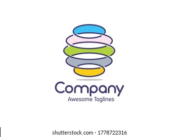 abstract modern icon in shape of connected ellipse color