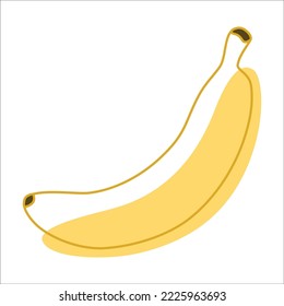 Abstract Modern Illustration of a Banana. Flat doodle illustration of outline with a yellow spot