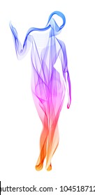 Abstract modern illustration, beautiful color background with young female model