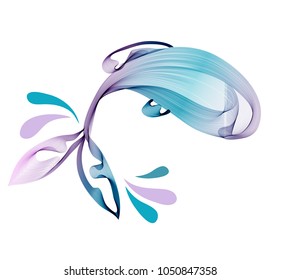Abstract modern illustration, beautiful color fish over white
