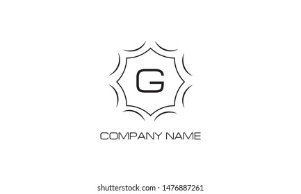 Abstract modern illustration of logo on white background with letter G. Vintage business monogram, boutique, office, restaurant.