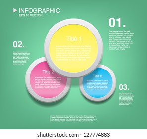 Abstract modern infographic template with plastic circles for business design, step presentation, number options, reports or workflow layout