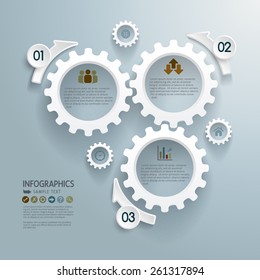 Abstract modern infographics design with cogwheels. Can be used for your business, web design, graphic or website layout , diagram, workflow layout, business step options, numbers options, education.