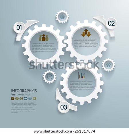 Abstract modern infographics design with cogwheels. Can be used for your business, web design, graphic or website layout , diagram, workflow layout, business step options, numbers options, education.