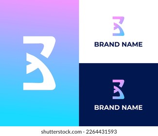 Abstract Modern Initial letter B and number 7 logo