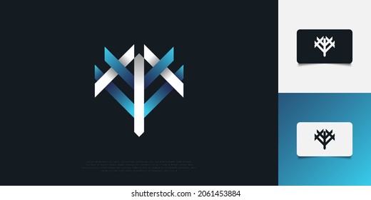Resumen y diseño moderno de los logotipos M y V en degradado azul y blanco. Plantilla de diseño de logotipo de MV o VM Monograma. Símbolo gráfico de alfabeto para identidad empresarial