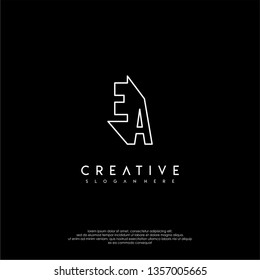 abstract modern initial lines EA logo letter design concept
