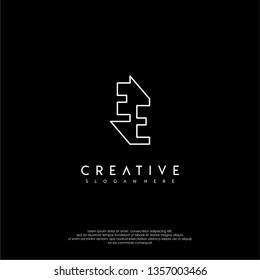 abstract modern initial lines EE logo letter design concept