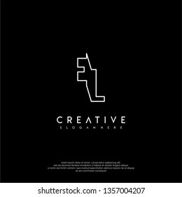 abstract modern initial lines EL logo letter design concept