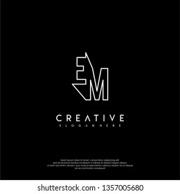 abstract modern initial lines EM logo letter design concept
