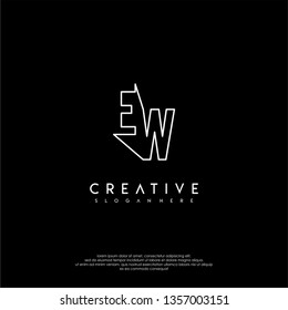 abstract modern initial lines EW logo letter design concept