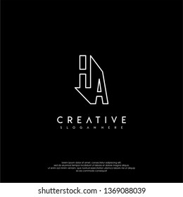 abstract modern initial lines logo HA letter design concept