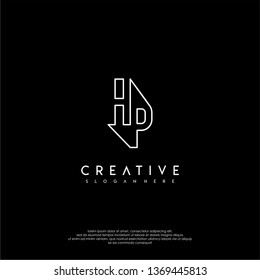 abstract modern initial lines logo HP letter design concept