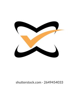 Abstractas y moderna inicial X con marca de verificación