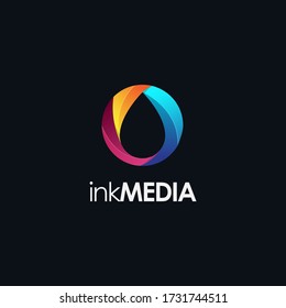 Abstract Modern Ink Drop Logo Vector Icon Template On Black Background