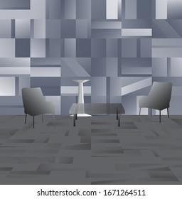 Abstract modern Interior in pastel shades of gray color. Vector illustration