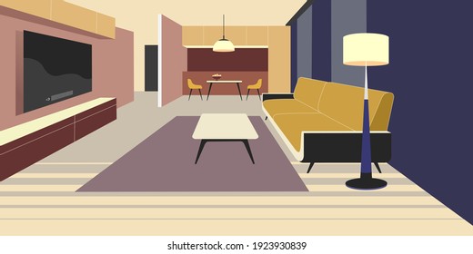 Abstract modern Interior in pastel shades. Vector mockup for background a layout landing page or design advertising banner or booklet. Contemporary architecture illustration.