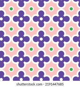 Abstract Modern Islamic Moroccan Geometric Tile Porcelain Seamless Pattern Trendy Fashion Colors Elegant Minimal Design Perfect for Allover Print Electric Purple Pastel Pink Tones