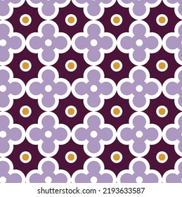 Abstract Modern Islamic Moroccan Geometric Tile Porcelain Seamless Pattern Trendy Fashion Colors Elegant Minimal Design Perfect for Allover Print Lilac Dark Purple Tones