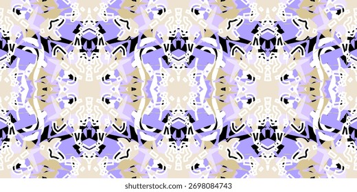 Abstrato moderno Caleidoscópio Padrão sem costura, tecido padrão. 

Lavanda e Bege Tribal Geométrica Repetir Fundo

. Moderno Abstrato Folk Art Padrão Sem Costura