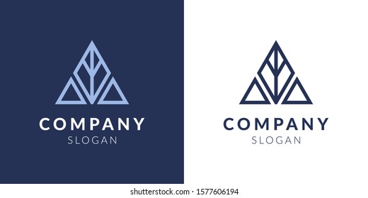 Abstract modern leaf triangle nature logo. Elegant geometric vector design template for company and business