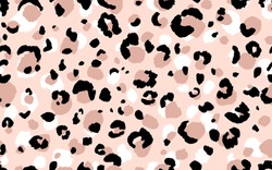 Абстрактный современный леопардовый бесшовный фон Модный фон животных. Бежевый и черный декоративный вектор стоковая иллюстрация для печати, открытки, ткани, текстиля. Современный орнамент из стилизованной кожи.