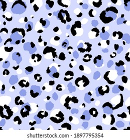 Abstract modern leopard seamless pattern. Animals trendy background. Blue and black decorative vector stock illustration for print, card, postcard, fabric, textile. Modern ornament of stylized skin.