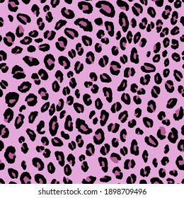 Abstract modern leopard seamless pattern. Animals trendy background. Pink and black decorative vector stock illustration for print, card, postcard, fabric, textile. Modern ornament of stylized skin.