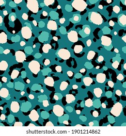 Abstract modern leopard seamless pattern. Animals trendy background. Blue and black decorative vector stock illustration for print, card, postcard, fabric, textile. Modern ornament of stylized skin.