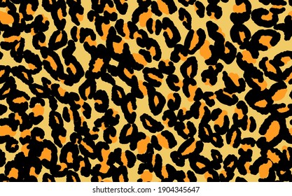 Abstract modern leopard seamless pattern. Animals trendy background. Orange and black decorative vector stock illustration for print, card, postcard, fabric, textile. Modern ornament of stylized skin.