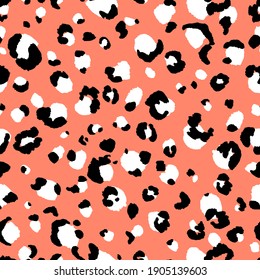 Abstract modern leopard seamless pattern. Animals trendy background. Beige and black decorative vector stock illustration for print, card, postcard, fabric, textile. Modern ornament of stylized skin.