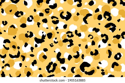 Abstract modern leopard seamless pattern. Animals trendy background. Yellow and black decorative vector stock illustration for print, card, postcard, fabric, textile. Modern ornament of stylized skin.