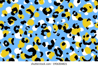 Abstract modern leopard seamless pattern. Animals trendy background. Blue and black decorative vector stock illustration for print, card, postcard, fabric, textile. Modern ornament of stylized skin.