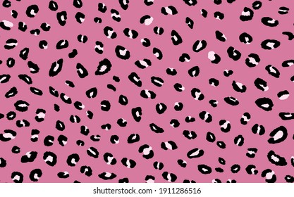 Abstract modern leopard seamless pattern. Animals trendy background. Pink and black decorative vector stock illustration for print, card, postcard, fabric, textile. Modern ornament of stylized skin.
