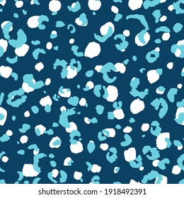 Abstract modern leopard seamless pattern. Animals trendy background. Blue decorative vector stock illustration for print, card, postcard, fabric, textile. Modern ornament of stylized skin.