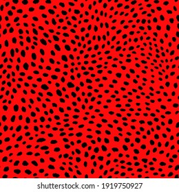 Abstract modern leopard seamless pattern. Animals trendy background. Red and black decorative vector stock illustration for print, card, postcard, fabric, textile. Modern ornament of stylized skin.