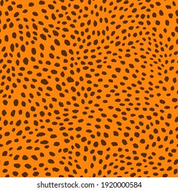 Abstract modern leopard seamless pattern. Animals trendy background. Orange and brown decorative vector stock illustration for print, card, postcard, fabric, textile. Modern ornament of stylized skin.