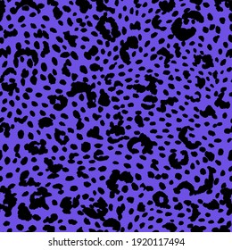 Abstract modern leopard seamless pattern. Animals trendy background. Purple and black decorative vector stock illustration for print, card, postcard, fabric, textile. Modern ornament of stylized skin.