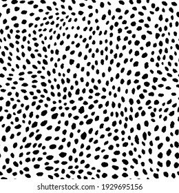 Abstract modern leopard seamless pattern. Animals trendy background. Black and white decorative vector illustration for print, card, postcard, fabric, textile. Modern ornament of stylized skin.