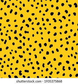 Abstract modern leopard seamless pattern. Animals trendy background. Yellow and black decorative vector stock illustration for print, card, postcard, fabric, textile. Modern ornament of stylized skin.