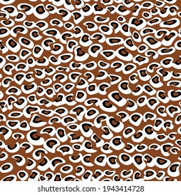 Abstract modern leopard seamless pattern. Animals trendy background. Beige and black decorative vector stock illustration for print, card, postcard, fabric, textile. Modern ornament of stylized skin.