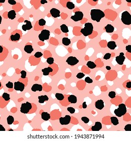 Abstract modern leopard seamless pattern. Animals trendy background. Pink decorative vector stock illustration for print, card, postcard, fabric, textile. Modern ornament of stylized skin.