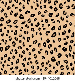 Abstract modern leopard seamless pattern. Animals trendy background. Beige and black decorative vector stock illustration for print, card, postcard, fabric, textile. Modern ornament of stylized skin.