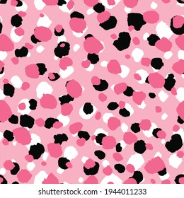 Abstract modern leopard seamless pattern. Animals trendy background. Pink decorative vector stock illustration for print, card, postcard, fabric, textile. Modern ornament of stylized skin.