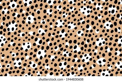 Abstract modern leopard seamless pattern. Animals trendy background. Beige and black decorative vector stock illustration for print, card, postcard, fabric, textile. Modern ornament of stylized skin.