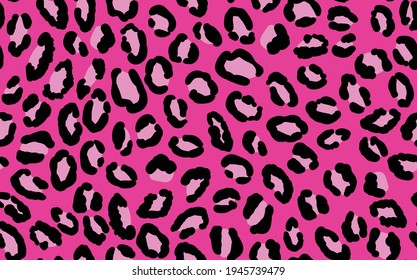 Abstract modern leopard seamless pattern. Animals trendy background. Pink and black decorative vector stock illustration for print, card, postcard, fabric, textile. Modern ornament of stylized skin.