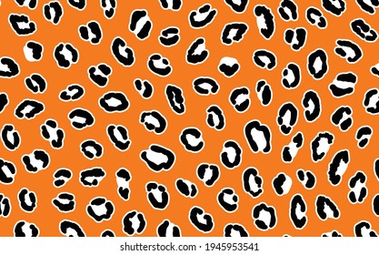 Abstract modern leopard seamless pattern. Animals trendy background. Orange and black decorative vector stock illustration for print, card, postcard, fabric, textile. Modern ornament of stylized skin.