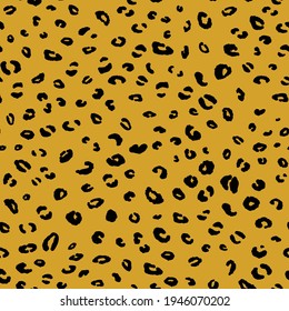 Abstract modern leopard seamless pattern. Animals trendy background. Yellow and black decorative vector stock illustration for print, card, postcard, fabric, textile. Modern ornament of stylized skin.