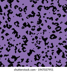 Abstract modern leopard seamless pattern. Animals trendy background. Purple and black decorative vector stock illustration for print, card, postcard, fabric, textile. Modern ornament of stylized skin.